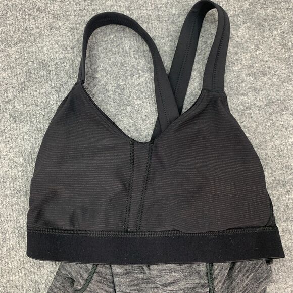 Lululemon Run For Gold Tank Top Womens 2 Heather Gray Shelf Bra Cross Back Shirt - Picture 10 of 15